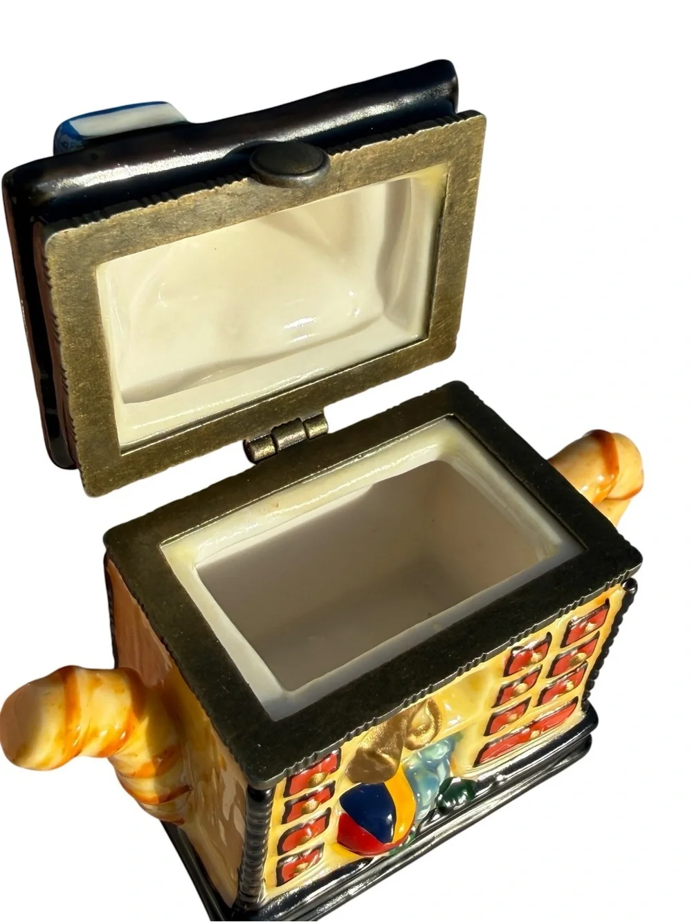 Vintage Toy Chest Trinket Box Teddy Bear Cash Register Nursery Keepsake Ceramic